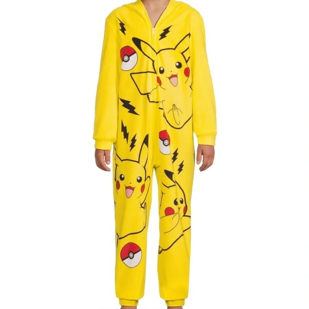 Pokémon Pajama Set with Yellow Pikachu Onesie, Shorts and T-Shirt Pajamas L